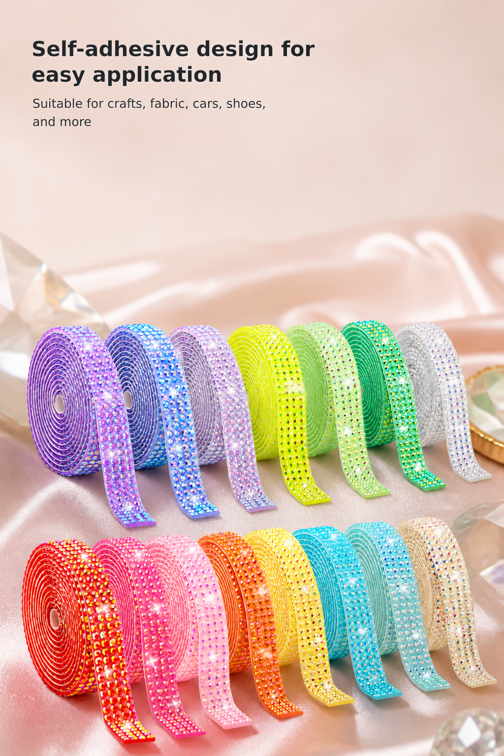 15-Yard Self-Adhesive Rhinestone Trim Roll